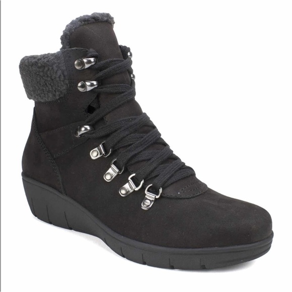 Cliffs by White Mountain Emory Hiking Style Bootie Lace Up Sz 8 Black Nubuck - Picture 13 of 14
